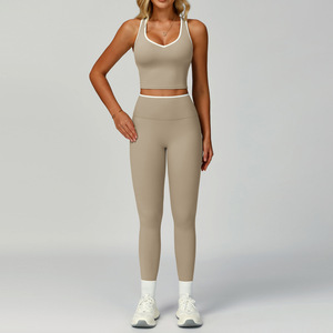 2025 Women's Yoga Active Wear 2-Piece Set <b>Short</b> Sleeve Solid Color Front Logo Quick Dry Anti-Bacterial Sportswear - Product Image 2
