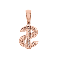 Pendentif en or rose massif 10K avec diamant taille baguette en forme de signe dollar, breloque de 1,35 po, 0,62 CT serti en canal, bijoux hip-hop pour homme à porter au quotidien