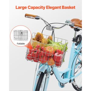 Bicicletta da Spiaggia Azzurra da 26 Pollici con 1 Velocità, Portapacchi Posteriore di Grande Capacità e Forcella Anteriore in Alluminio, Design Robusto e Sicuro - Product Image 5