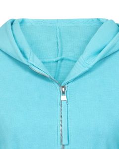 เสื้อฮู้ดครอปซิปสำหรับผู้หญิง สีฟ้าอควา ทรงเข้ารูป แขนยาว สไตล์ลำลอง สตรีทแวร์ ผ้าฝ้ายฟลีซ ผลิตตามสั่งจากโรงงาน - Product Image 6