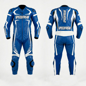 Traje de Motociclismo de Cuero Completo para Hombre Speedfreak, de una Pieza, Azul y Blanco, Transpirable, para Todas las Estaciones - Product Image 3