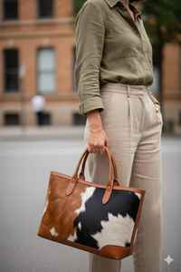 Sac fourre-tout en cuir véritable avec broderie et fermeture éclair, couleur unie, sac à main personnalisé pour femme, style vintage, modèle LHTB-0014 - Product Image 6