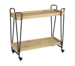 Étagère de rangement industrielle à 3 niveaux en métal avec paniers, support de rangement de cuisine en bois, présentoir utilitaire mobile - Product Image 3