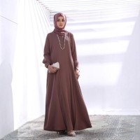 Robe longue modeste pour femmes, couleur unie, col rond, manches longues, en polyester, style Moyen-Orient, pour un usage quotidien