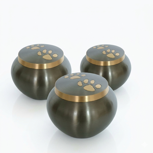 Mini Bronze Pet Urn Brass Paw Print Cremation Keepsake Brass Ash Holder <b>Small</b> Dog Cat Memorial Urns Funeral Supplies Wholesale - Product Image 1