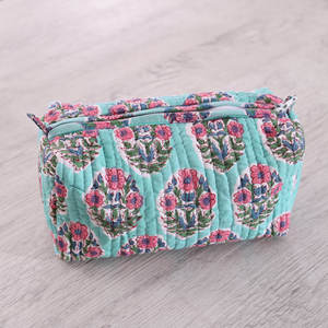 Trousse de Toilette de Voyage Matelassée en Coton, Motif Floral Fait Main, Sac de Lavage Utilitaire, Trousse de Maquillage Bohème à Fermeture Éclair, Étui Cosmétique, Cadeau - Product Image 2