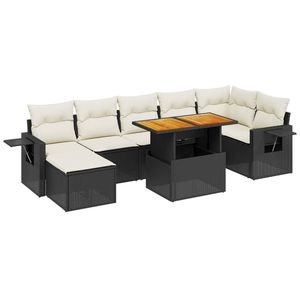 Grand ensemble de canapés de jardin en polyrotin noir et blanc crème - Product Image 2