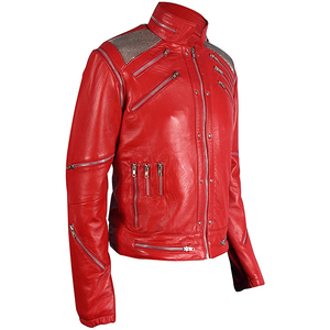 Veste en cuir rouge personnalisée pour homme, en véritable peau de mouton, multi-zippée, style punk rock, moto, biker, coupe ajustée, veste en cuir véritable - Product Image 3