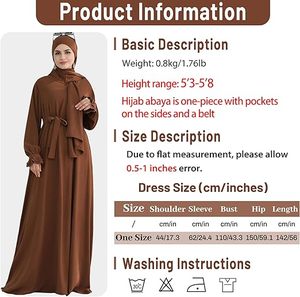 Abaya grande taille pour femme, robe longue à manches longues, couleur unie, col montant, coupe ample, pour usage quotidien - Product Image 6