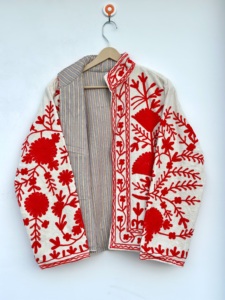 Handmade Multi Color <b>Velvet</b> Floral Embroidered Cotton Breathable <b>Women's</b> Jacket O-Neck Ethnic Boho <b>Coat</b> Wholesale Christmas Gift - Product Image 3
