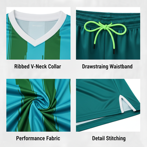 Uniforme de Fútbol Personalizable al por Mayor, Apliques Transpirables de Manga Corta, 100% Poliéster, Paquete Completo, Ropa Deportiva con Nombre del Equipo - Product Image 4