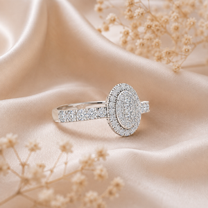 Bague de fiançailles avec cluster de diamants ronds naturels de 1,00 carat |   Bijoux fins pour femme en or blanc sertis de pierres, pour anniversaire de mariage - Product Image 4