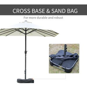 Ombrellone da Giardino Rettangolare Beige da 4,5 m con Doppia Tettoria Anti-UV, Manovella Facile, per Cortile e Ristorante, Base Inclusa - Product Image 6