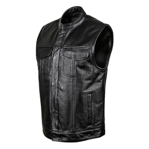Professional Lawd Sports <b>Men's</b> Motorcycle <b>Leather</b> Vest Perforated Black <b>Leather</b> Biker Vest Silk Screen Printed Custom Autumn - Product Image 3