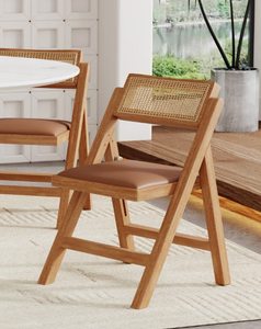 Chaise de salle à manger pliante en bois de haute qualité, style européen, mobilier de cuisine simple, chaise de loisirs en rotin, fournisseur pour commandes en gros - Product Image 4