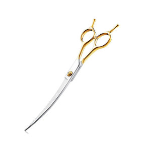 Luxury OEM/ODM 7.5 inch Curved Pet Grooming <b>Scissors</b> Stainless Steel Gold Handle For <b>Dogs</b> Convenient Manual Use - Product Image 1