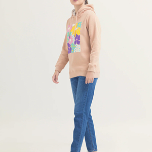 Sudadera con Capucha para Mujer, Estampado Floral, Algodón y Bambú, Tejido de Punto, Casual, Holgada, Estilo Urbano, para Primavera y Otoño - Product Image 3