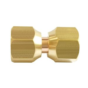 Acoplamiento de latón para tubo con abocardado - Conector de unión de tubería con tuerca giratoria de 3/8" hembra x 3/8" hembra - Product Image 3