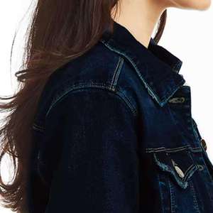 Women's Eco-Friendly Vintage Dark Blue <b>Denim</b> Jacket Casual Button Front Stonewashed Cotton <b>Coat</b> Autumn Regular Fit Solid Color - Product Image 4