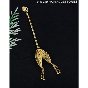 Design antique plaqué or traditionnel Maang Tikka élégant accessoires de cheveux faits à la main pour les femmes et les filles de mariage et de mariée - Product Image 5