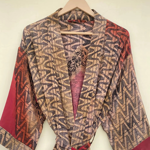 Kimono Vintage en Crêpe de Soie Doux et Confortable Robe de Chambre Légère de Luxe Boho Robe de Chambre Sans Séchage Rapide Été Automne Printemps - Product Image 1