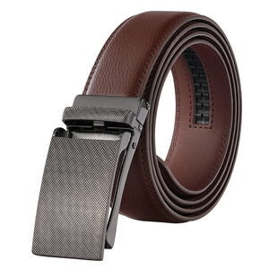 Ceinture en cuir de vachette véritable de haute qualité pour hommes, ceinture à cliquet avec boucle automatique en alliage et logo personnalisé - Product Image 6