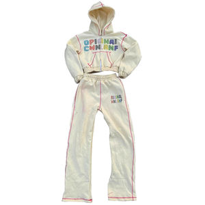 Conjunto de Sudadera con Capucha Personalizada para Mujer y Hombre, Chándal con Pedrería Personalizado para Damas, Chándal Personalizable de 450 Gsm - Product Image 4