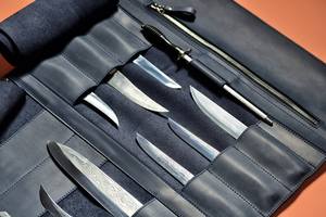 Étui de transport de luxe en cuir véritable fait main pour couteaux de chef – Protection durable, organisateur de voyage, ceinture porte-outils LBKR-0049 - Product Image 4