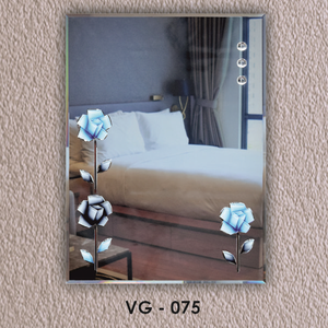 Decorative Frameless V-Groove Design <b>Mirror</b> with Floral Motif Design ideal for a Living Room Hallway or Bedroom - Product Image 2