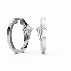 Pendientes de Diamantes Brillantes en Corte Redondo y Princesa, Pendientes de Diamantes en Oro Blanco de 18K para Exportación al por Mayor - Product Image 4