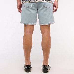 Shorts en jean délavé pour homme, taille haute, coupe droite, décontracté, été, tissu en coton tissé, fermeture boutonnée - Product Image 6