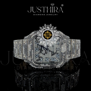 Luxurious Classic Quartz Iced Moissanite Square Studded Stainless Steel <b>Case</b> Glass Dial Fashion Wristwatch - Product Image 5