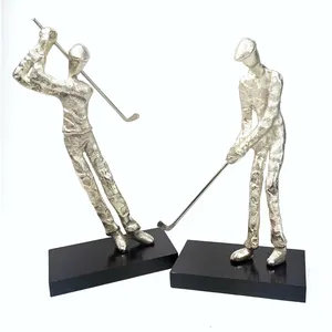 Silver Plated Golf Figurines Modern Metal Sculpture Art Collectible Decorative <b>Statues</b> for Home Office Display - Product Image 2