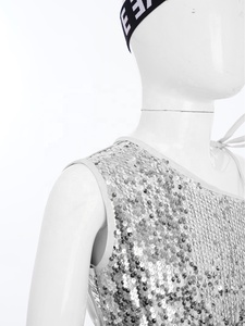 Conjunto de Disfraz de Baile Hip-Hop y Jazz para Niñas, con Chaleco y Falda Tutú Metálica, para Actuaciones, Fiestas, Baile Callejero y Animación - Product Image 3