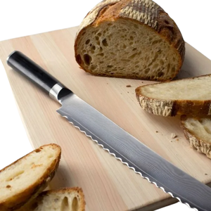 Cuchillo para pan de 9 pulgadas, hoja afilada de acero inoxidable dentada, mango negro, cortador de cocina profesional para cortar pan, pasteles y repostería - Product Image 6