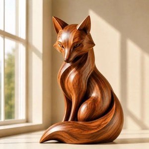 Sculpture abstraite en bois moderne, faite à la main, décoration artistique pour table, ornement pour salon - Product Image 6