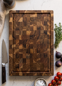 Planche à découper rectangulaire en bois Ha Le avec motif à carreaux, planche de préparation antidérapante pour la découpe de la viande - Product Image 3