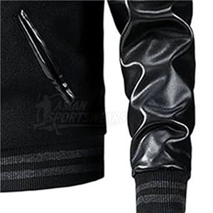 Custom <b>Men</b> Wool <b>Leather</b> Varsity <b>Jacket</b> Embroidered Baseball Letterman College Coat OEM ODM Private Label Service - Product Image 2