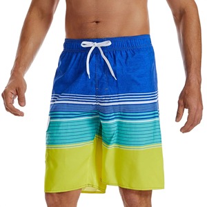 Shorts de bain rayés pour hommes, séchage rapide, avec cordon de serrage, bermudas dégradés, tenue décontractée de plage - Product Image 1