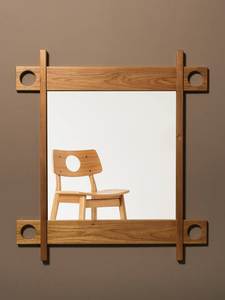 Cadre de miroir en bois écologique avec finition en bois naturel, bordure de miroir décorative faite à la main pour chambre à coucher, salle de bain, salon - Product Image 3