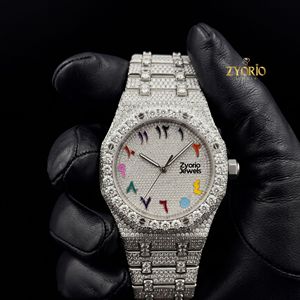 Montre de luxe unisexe à tourbillon en moissanite glacée, personnalisée, octogonale, en acier inoxydable, avec cristal saphir et mouvement à quartz pavé de diamants - Product Image 1