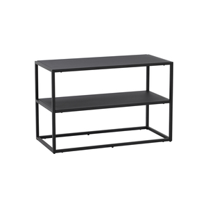 Étagère à chaussures contemporaine en acier noir à 2 niveaux, organisateur de rangement ouvert pour entrée et chambre - Product Image 1