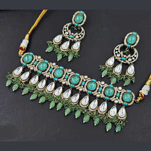 American Diamond Beads Gargantilla Collar Set Joyería de moda chapada en oro - Product Image 1