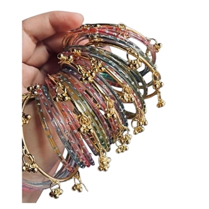 Juego de Brazaletes de Cristal Dorado con Cristales de Estrás, Diseño Floral, Joyería Étnica para Mujer, Pulseras para Fiestas - Product Image 5
