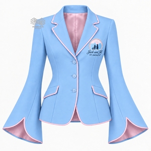 เสื้อเบลเซอร์แขนกระดิ่งปักลายสีฟ้าอ่อนชมพูสำหรับผู้หญิง JJOA Jack and Jill of America แบบสั่งทำขายส่ง - Product Image 1