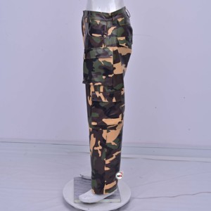 Leather Camouflage <b>Pant</b> High Waist Full Length Regular Fit Breathable Polyester Casual <b>Summer</b> Style With Pockets with OEM ODM - Product Image 4