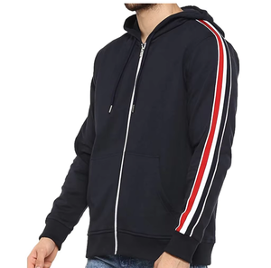 280GSM <b>Full</b> <b>Zip</b> <b>Hoodie</b> Men's Side Stripe French Terry Oversized Custom Puff Silicone Printing Blank Polyester Pullover Oversized - Product Image 6