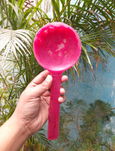 Cuillère à salade en plastique rose mat, réutilisable, design moderne, ensemble de couverts |   Cuillères de service en résine de qualité supérieure - Product Image 1