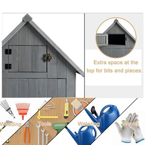 Gray Outdoor <b>Storage</b> <b>Cabinet</b> 30.3"L X 21.3"W X 70.5"H Wooden Garden Shed for <b>Tool</b> Sheds & <b>Storage</b> - Product Image 4