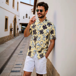 Chemises décontractées unisexes à manches courtes pour l'été, chemises tropicales pour hommes, chemises hawaïennes en coton à manches courtes - Product Image 3
